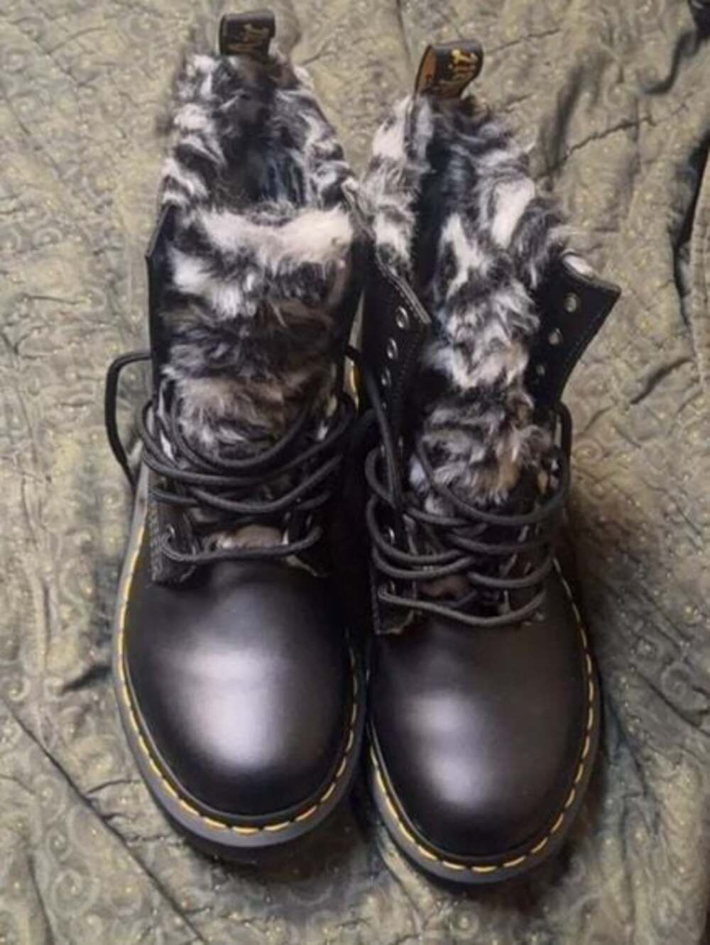 Dr. Martens Serena Faux Fur Lined Black Leather Boots